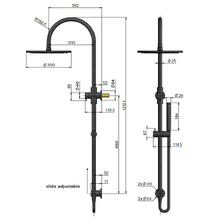 Round Gooseneck 300mm Twin Shower with single function hand shower